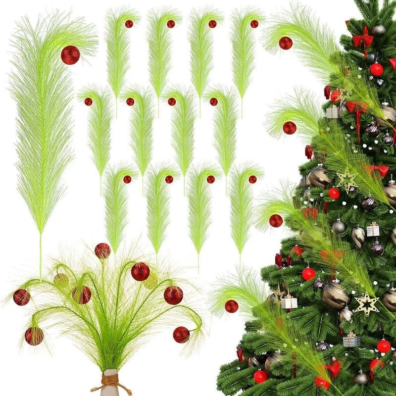 Pampas Grass Decor - Świąteczna ozdoba z zielonej gałązki w