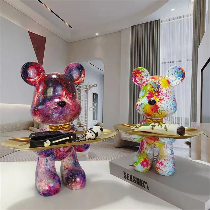 Home Decor Y2K - 29cm Graffiti figurka niedźwiedzia dekoracja wnętrz