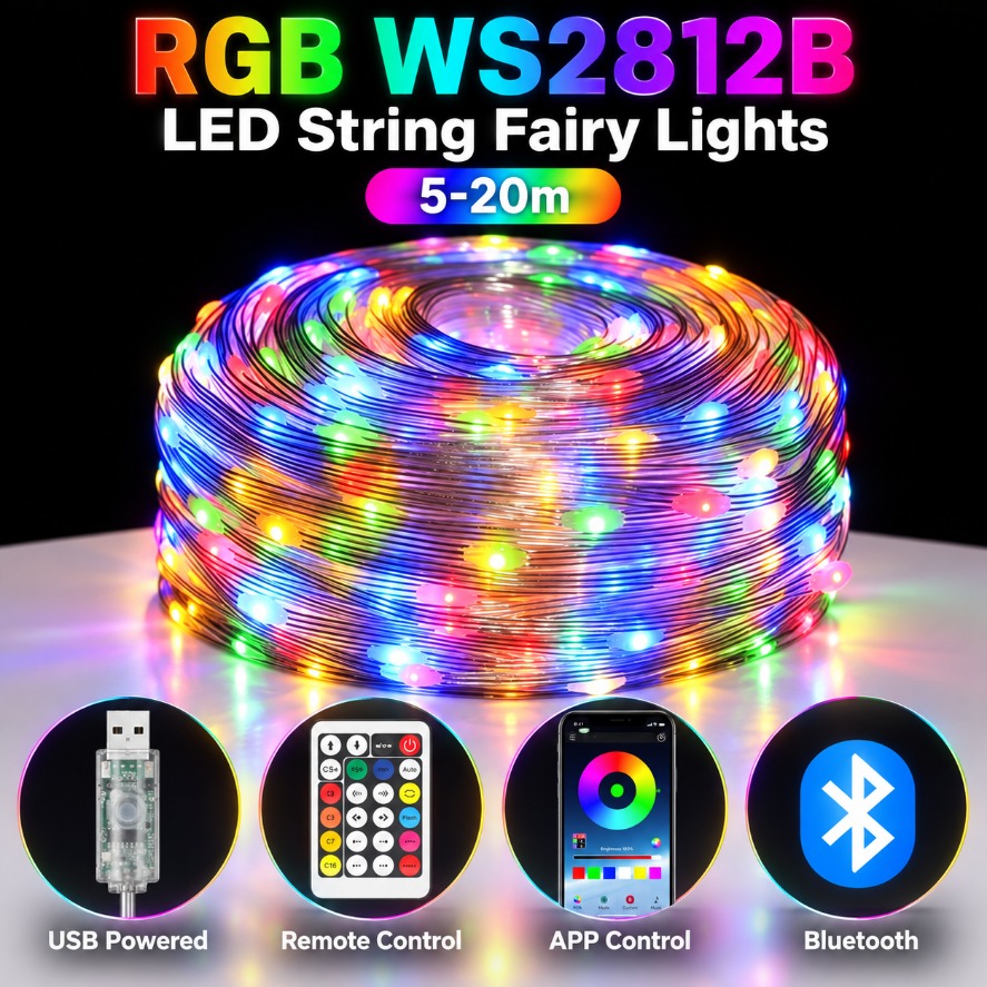 Home Decor Free App - 5-20m WS2812B RGB LED Lampki Dekoracyjne