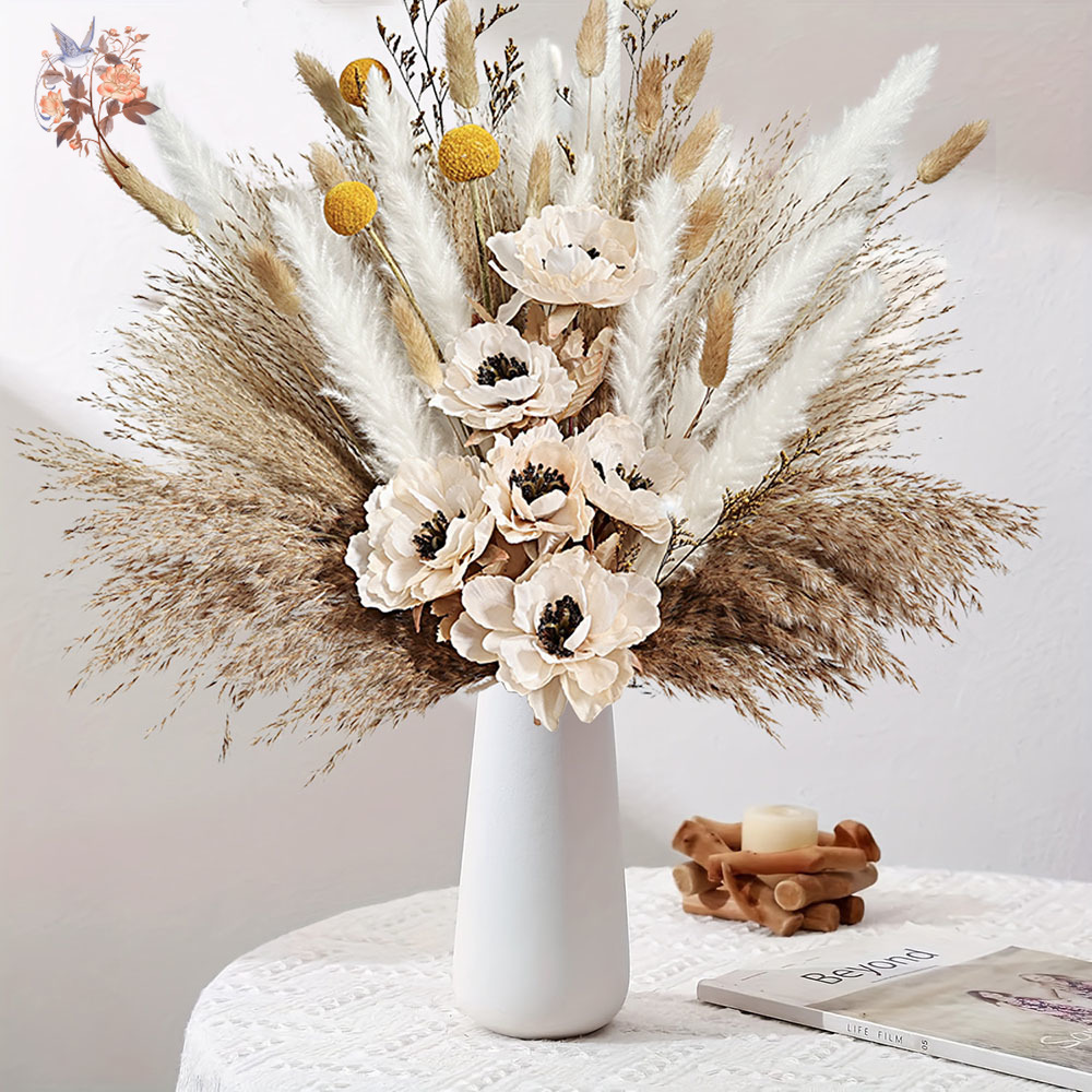 Pampas Grass Decor - 55 szt. Sztuczny Bukiet Kwiatów Puszysta