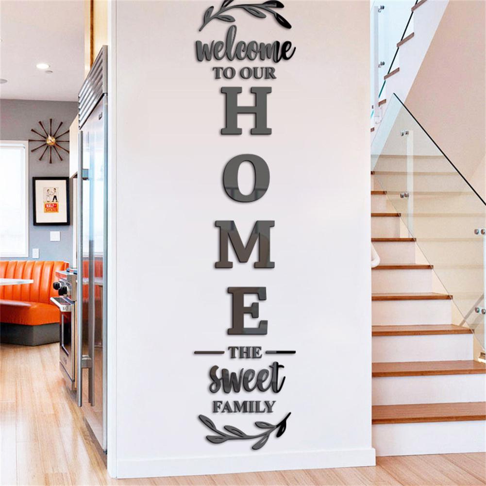 Home Decor Y2K - Angielskie litery 3D Lustro Naklejka ścienna,