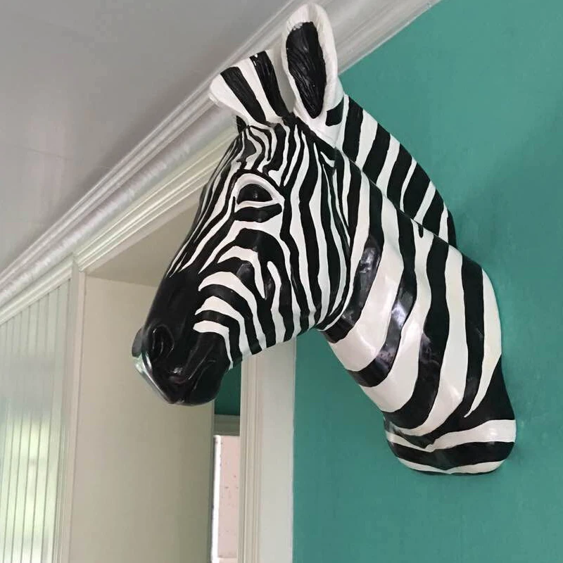 Home Decor Y2K - [MGT] dekoracja ścienna rzeźba głowa zebry