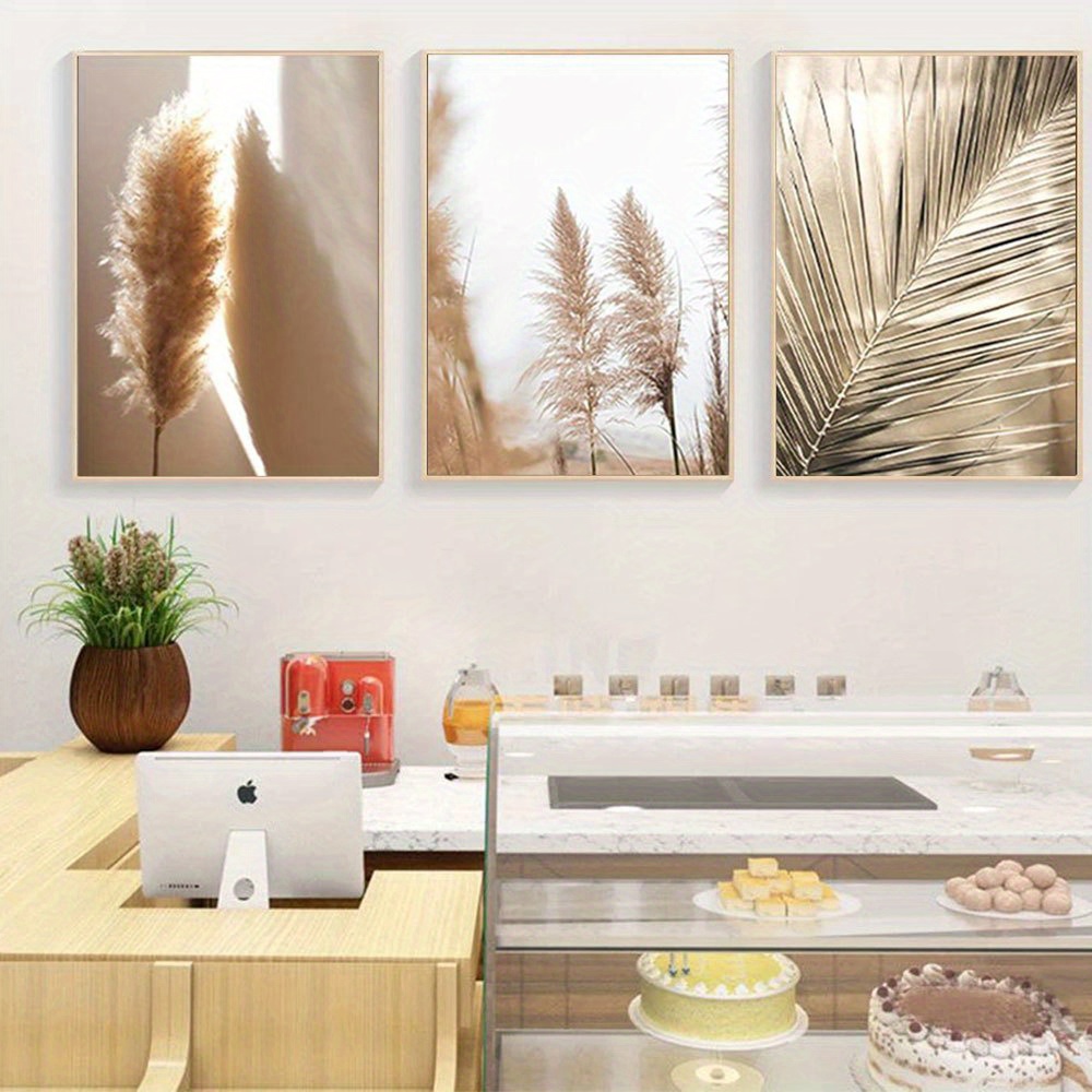 Zestaw 3 płaskich plakatów 2D  – Pampas Grass Decor recenzja i cena
